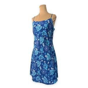 90s LaBelle Hawaii Print Mini Dress SZ 7 Modern S Tie Back